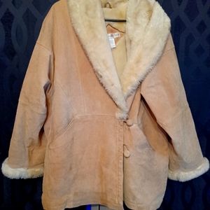 Prestwick & Moore Genuine Leather Fur Coat Women's Large